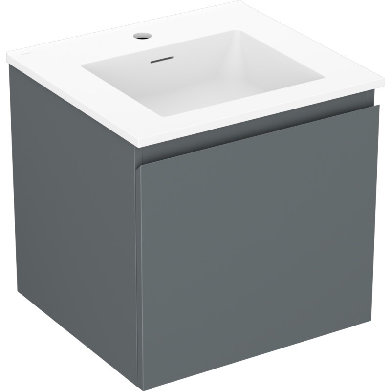 Mexen Orio Badezimmerschrank 50 cm mit Waschbecken Otis, 1 Schublade, Graphit matt/weiß matt - 91A10-05047-1-BF66-W18M01
