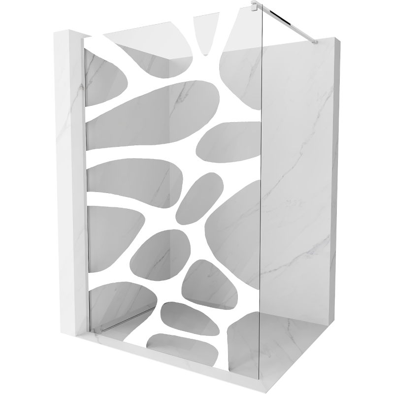Mexen Kioto Duschwand Walk-in 140 x 200 cm, weiße Welle 8 mm, Chrom - 800-140-101-01-97