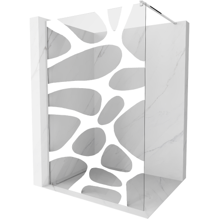 Mexen Kioto Duschwand Walk-in 140 x 200 cm, weiße Welle 8 mm, Chrom - 800-140-101-01-97