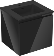 Mexen Orio Badezimmerschrank 50 cm mit Waschbecken Otis, 1 Schublade, schwarz glänzend/schwarz matt - 91A10-05047-1-BF70-W18M71