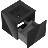 Mexen Orio Badezimmerschrank 50 cm mit Waschbecken Otis, 1 Schublade, schwarz glänzend/schwarz matt - 91A10-05047-1-BF70-W18M71