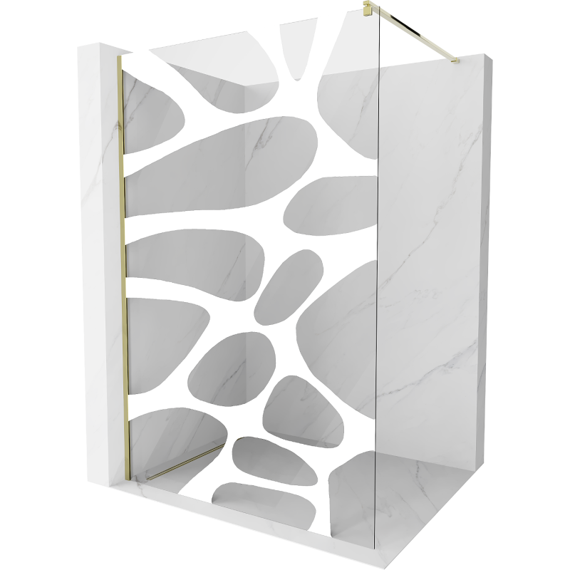Mexen Kioto Duschtür Walk-in 80 x 200 cm, weiße Welle 8 mm, gold - 800-080-101-50-97