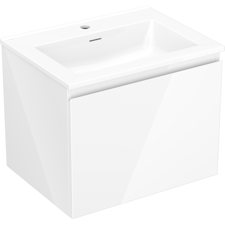 Mexen Orio Badschrank 60 cm mit Waschbecken Otis, 1 Schublade, weiß glänzend - 91A10-06047-1-BF00-W18M00