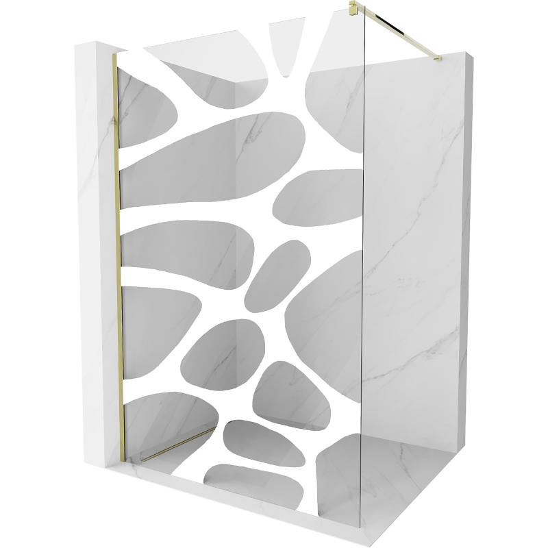 Mexen Kioto Duschwand Walk-in 110 x 200 cm, weiße Welle 8 mm, gold - 800-110-101-50-97