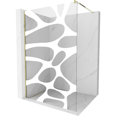 Mexen Kioto Duschwand Walk-in 110 x 200 cm, weiße Welle 8 mm, gold - 800-110-101-50-97
