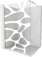 Mexen Kioto Walk-in-Duschwand 120 x 200 cm, weiße Welle 8 mm, gold - 800-120-101-50-97