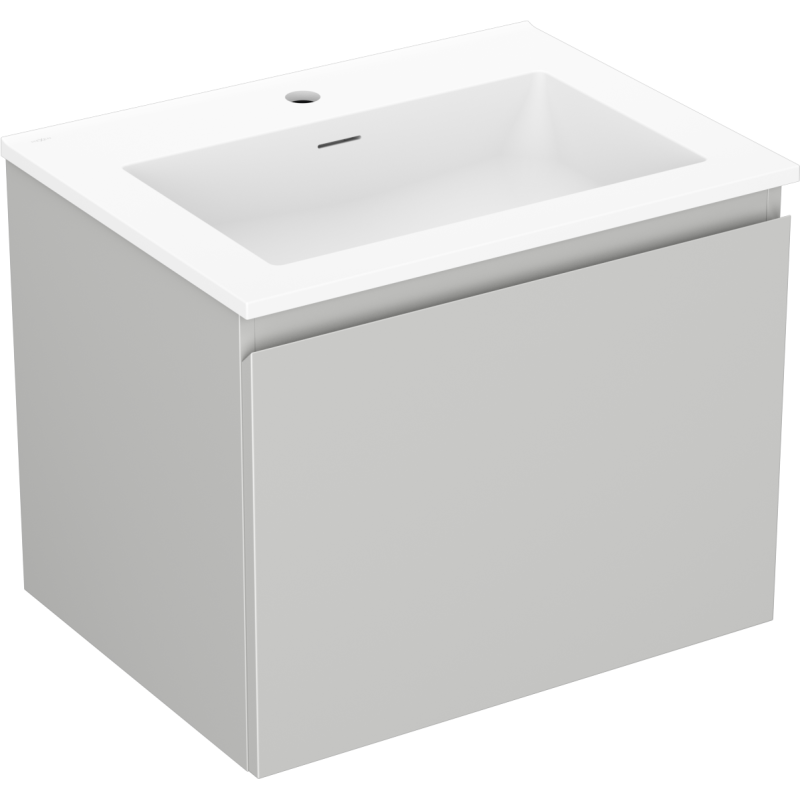 Mexen Orio Badezimmerschrank 60 cm mit Waschbecken Otis, 1 Schublade, grau matt/weiß matt - 91A10-06047-1-BF62-W18M01