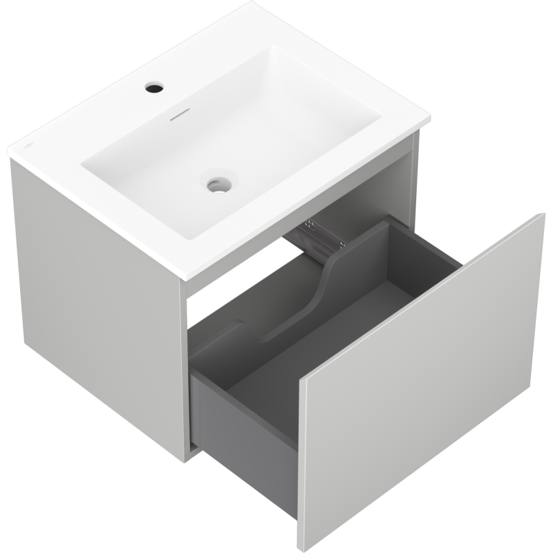 Mexen Orio Badezimmerschrank 60 cm mit Waschbecken Otis, 1 Schublade, grau matt/weiß matt - 91A10-06047-1-BF62-W18M01