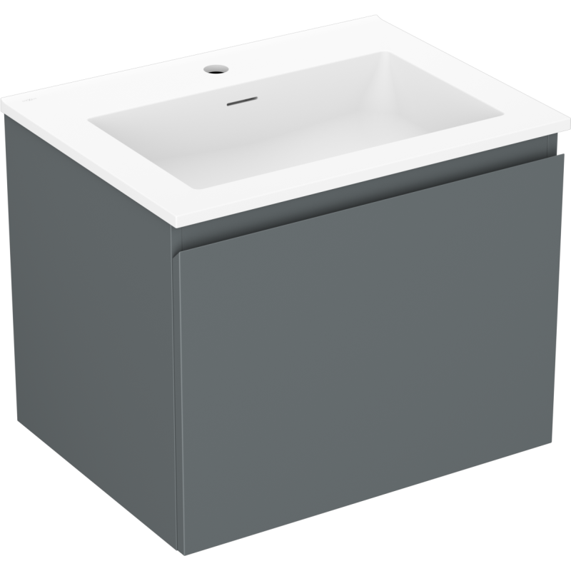 Mexen Orio Badezimmerschrank 60 cm mit Waschbecken Otis, 1 Schublade, Graphit matt/Weiß matt - 91A10-06047-1-BF66-W18M01