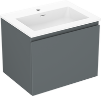 Mexen Orio Badezimmerschrank 60 cm mit Waschbecken Otis, 1 Schublade, Graphit matt/Weiß matt - 91A10-06047-1-BF66-W18M01