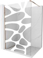 Mexen Kioto Walk-in-Duschwand 70 x 200 cm, weiße Welle 8 mm, roségold - 800-070-101-60-97