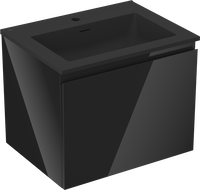 Mexen Orio Badezimmerschrank 60 cm mit Waschbecken Otis, 1 Schublade, schwarz glänzend/schwarz matt - 91A10-06047-1-BF70-W18M71