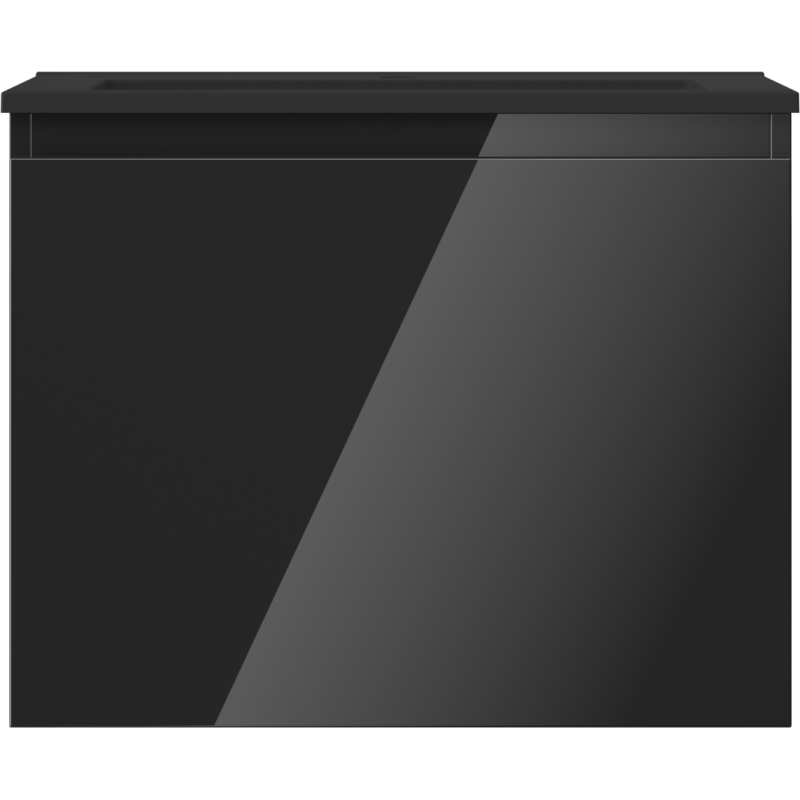 Mexen Orio Badezimmerschrank 60 cm mit Waschbecken Otis, 1 Schublade, schwarz glänzend/schwarz matt - 91A10-06047-1-BF70-W18M71