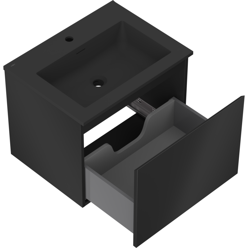 Mexen Orio Waschbeckenschrank 60 cm mit Waschbecken Otis, 1 Schublade, schwarz matt - 91A10-06047-1-BF71-W18M71