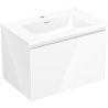 Mexen Orio Badezimmerschrank 70 cm mit Waschbecken Otis, 1 Schublade, weiß glänzend - 91A10-07047-1-BF00-W18M00