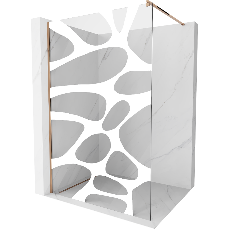 Mexen Kioto Duschwand Walk-in 110 x 200 cm, weiße Welle 8 mm, Roségold - 800-110-101-60-97