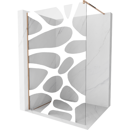 Mexen Kioto Duschwand Walk-in 110 x 200 cm, weiße Welle 8 mm, Roségold - 800-110-101-60-97