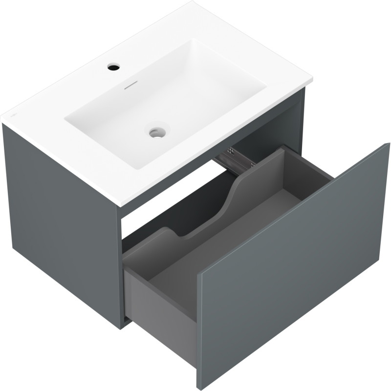 Mexen Orio Badezimmerschrank 70 cm mit Waschbecken Otis, 1 Schublade, grafit matt/weiß matt - 91A10-07047-1-BF66-W18M01