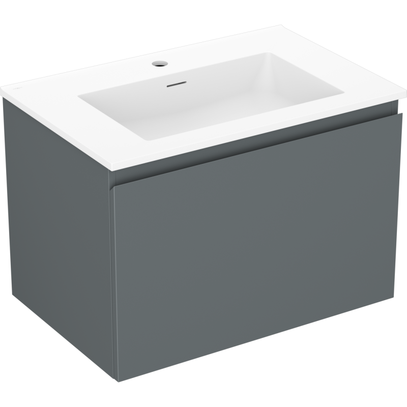 Mexen Orio Badezimmer-Unterschrank 70 cm mit Waschbecken Otis, 1 Schublade, Grafit matt/Weiß matt - 91A10-07047-1-BF66-W18M01
