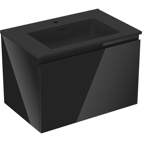 Mexen Orio Badezimmerschrank 70 cm mit Waschbecken Otis, 1 Schublade, schwarz glänzend/schwarz matt - 91A10-07047-1-BF70-W18M71