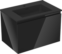 Mexen Orio Badezimmerschrank 70 cm mit Waschbecken Otis, 1 Schublade, schwarz glänzend/schwarz matt - 91A10-07047-1-BF70-W18M71