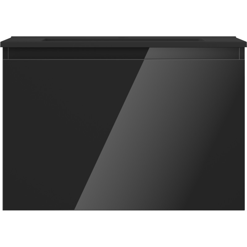Mexen Orio Badezimmerschrank 70 cm mit Waschbecken Otis, 1 Schublade, glänzend schwarz/matt schwarz - 91A10-07047-1-BF70-W18M71