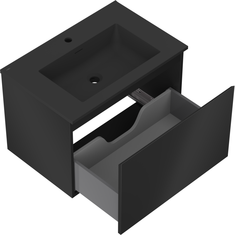 Mexen Orio Badezimmerunterschrank 70 cm mit Waschbecken Otis, 1 Schublade, schwarz matt - 91A10-07047-1-BF71-W18M71