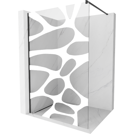 Mexen Kioto Duschwand Walk-in 100 x 200 cm, weiße Welle 8 mm, schwarz - 800-100-101-70-97