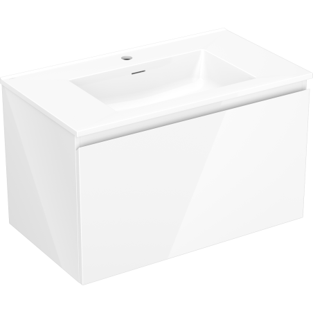 Mexen Orio Badezimmerschrank 80 cm mit Waschbecken Otis, 1 Schublade, weiß glänzend - 91A10-08047-1-BF00-W18M00