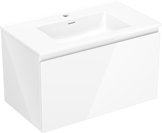 Mexen Orio Badezimmerschrank 80 cm mit Waschbecken Otis, 1 Schublade, weiß glänzend - 91A10-08047-1-BF00-W18M00
