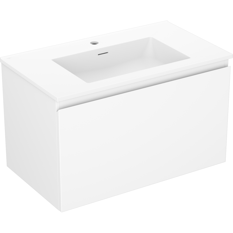 Mexen Orio Badezimmerschrank 80 cm mit Waschbecken Otis, 1 Schublade, weiß matt - 91A10-08047-1-BF01-W18M01