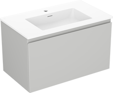 Mexen Orio Badezimmer-Wandschrank 80 cm mit Waschbecken Otis, 1 Schublade, grau matt/weiß matt - 91A10-08047-1-BF62-W18M01