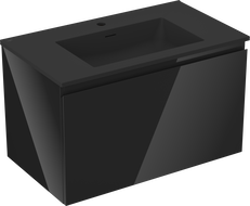 Mexen Orio Badezimmerschrank 80 cm mit Waschbecken Otis, 1 Schublade, schwarz glänzend/schwarz matt - 91A10-08047-1-BF70-W18M71