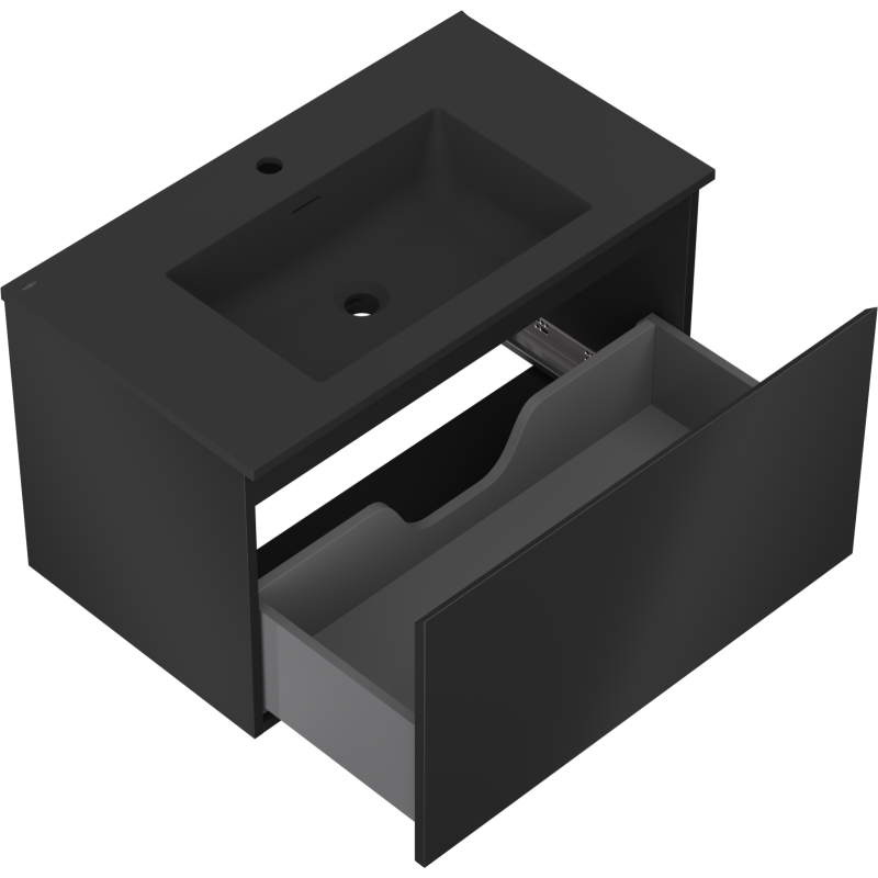 Mexen Orio Badezimmerschrank 80 cm mit Waschbecken Otis, 1 Schublade, schwarz matt - 91A10-08047-1-BF71-W18M71
