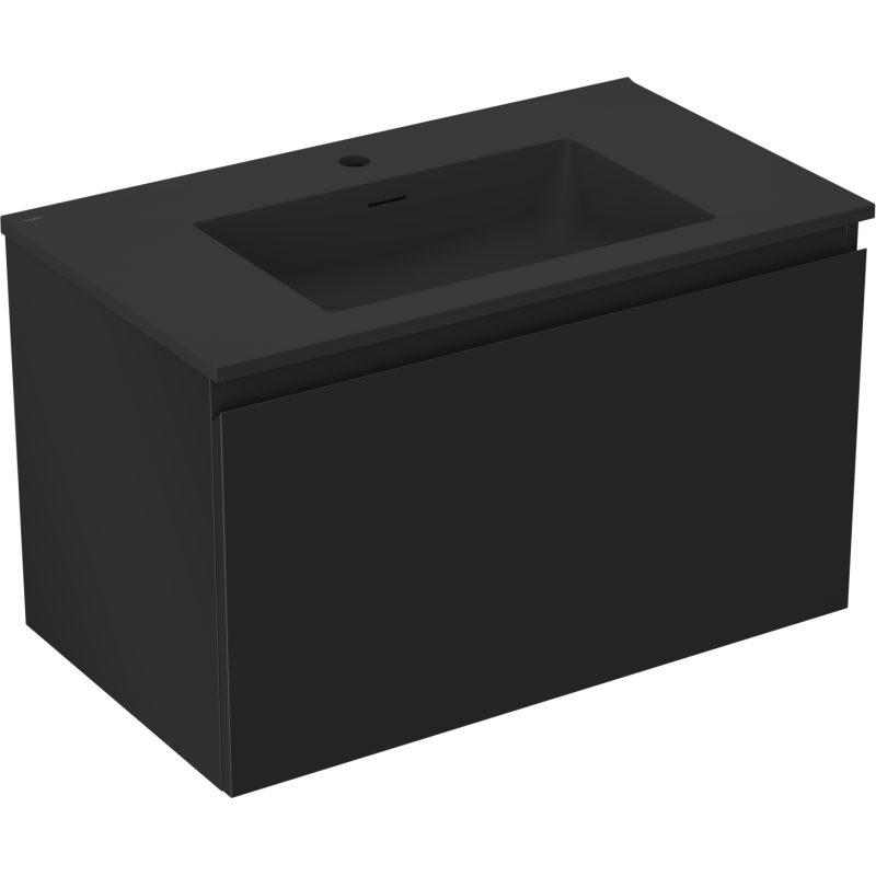 Mexen Orio Badezimmerschrank 80 cm mit Waschbecken Otis, 1 Schublade, schwarz matt - 91A10-08047-1-BF71-W18M71