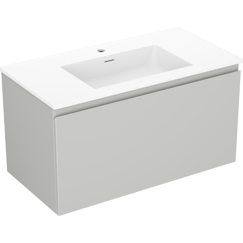 Mexen Orio Badezimmerschrank 90 cm mit Waschbecken Otis, 1 Schublade, grau matt/weiß matt - 91A10-09047-1-BF62-W18M01