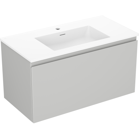 Mexen Orio Badezimmerschrank 90 cm mit Waschbecken Otis, 1 Schublade, grau matt/weiß matt - 91A10-09047-1-BF62-W18M01