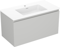 Mexen Orio Badezimmerschrank 90 cm mit Waschbecken Otis, 1 Schublade, grau matt/weiß matt - 91A10-09047-1-BF62-W18M01