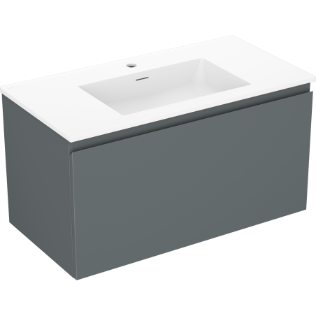 Mexen Orio Badezimmerschrank 90 cm mit Waschbecken Otis, 1 Schublade, graphit matt/weiß matt - 91A10-09047-1-BF66-W18M01