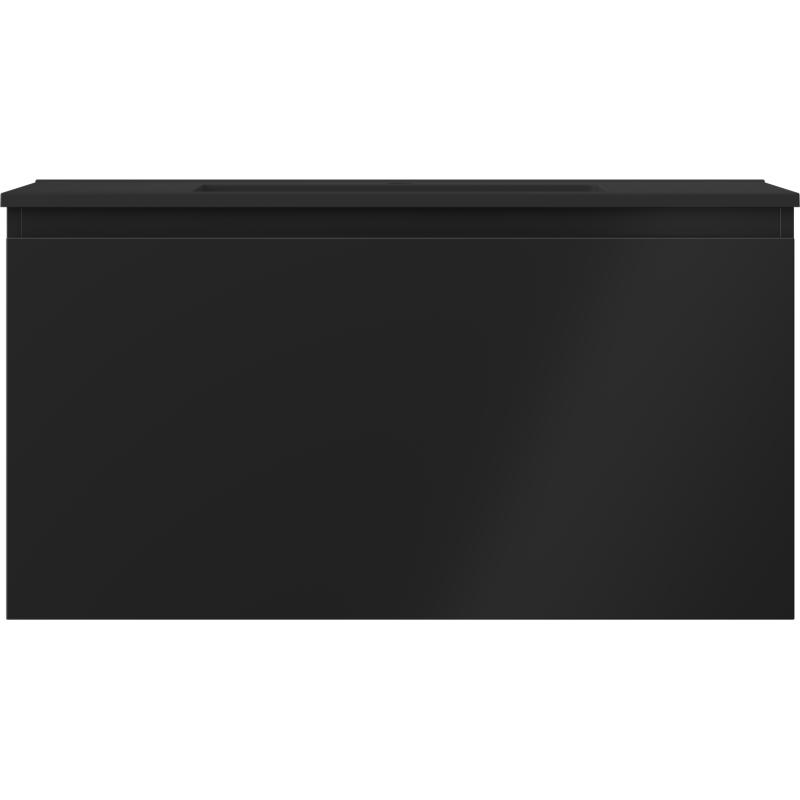 Mexen Orio Badezimmerschrank 90 cm mit Waschbecken Otis, 1 Schublade, schwarz matt - 91A10-09047-1-BF71-W18M71