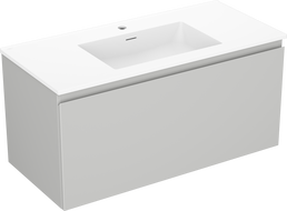 Mexen Orio Badezimmerunterschrank 100 cm mit Waschbecken Otis, 1 Schublade, grau matt/weiß matt - 91A10-10047-1-BF62-W18M01