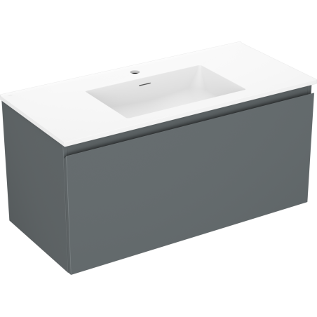 Mexen Orio Badezimmerschrank 100 cm mit Waschbecken Otis, 1 Schublade, Graphit Matt/Weiß Matt - 91A10-10047-1-BF66-W18M01