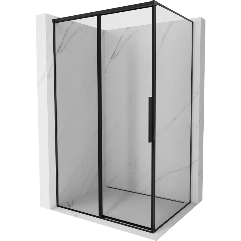 Mexen Rox Duschkabine Schiebetür links 145 x 70 cm, schwarzer Rahmen, schwarz - 8C2-145-070-70-70-L