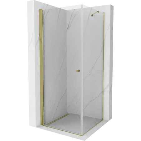 Mexen Pretoria Duschkabine schwenkbar 70 x 70 cm, transparent, gold - 852-070-070-50-00