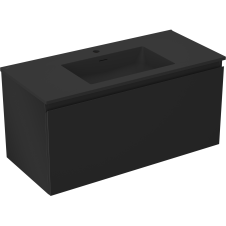 Mexen Orio Badezimmerunterschrank 100 cm mit Waschbecken Otis, 1 Schublade, schwarz matt - 91A10-10047-1-BF71-W18M71