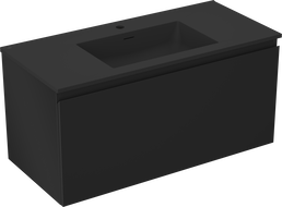 Mexen Orio Badezimmerunterschrank 100 cm mit Waschbecken Otis, 1 Schublade, schwarz matt - 91A10-10047-1-BF71-W18M71