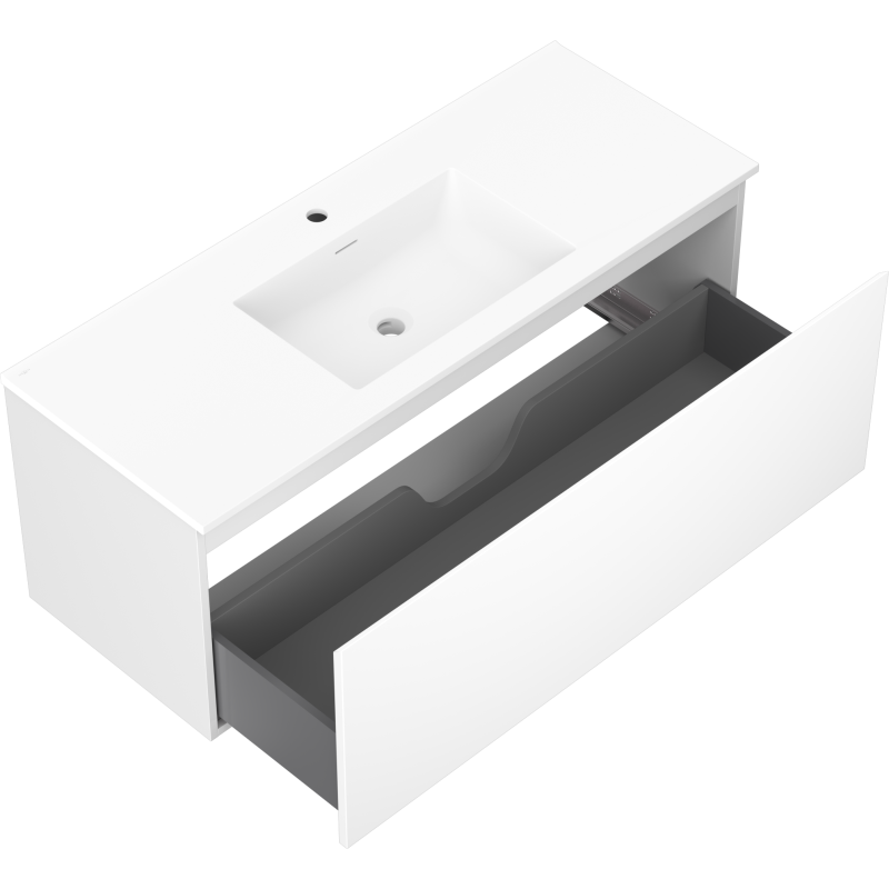 Mexen Orio Badezimmerschrank 120 cm mit Waschbecken Otis, 1 Schublade, weiß matt - 91A10-12047-1-BF01-W18M01