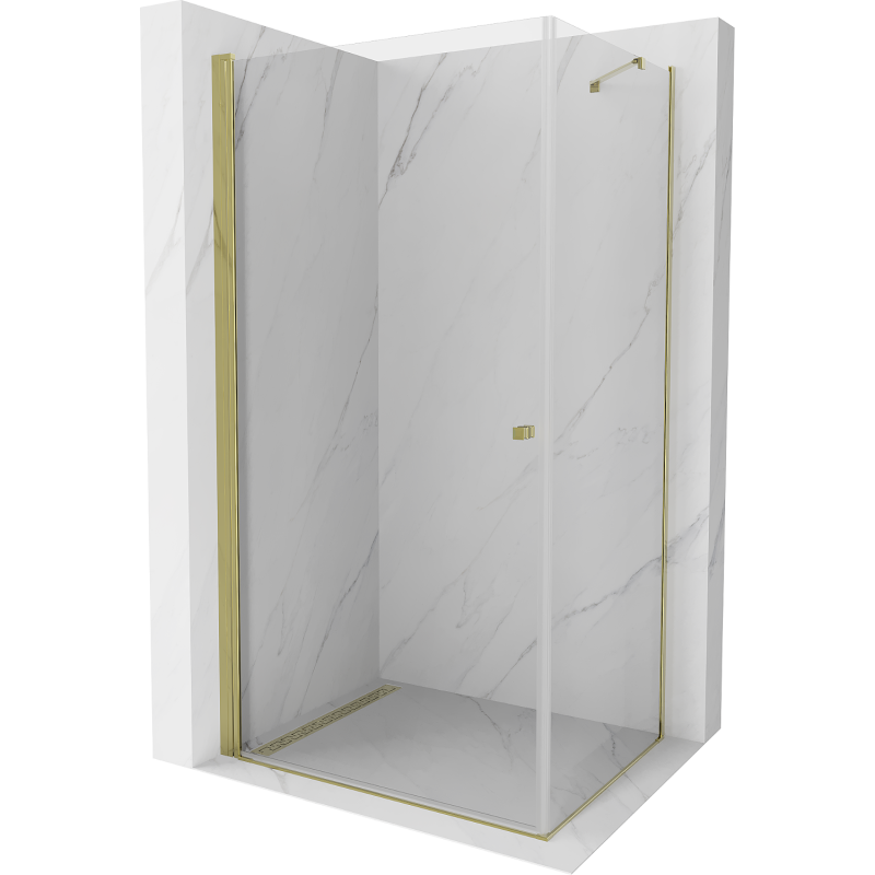 Mexen Pretoria Duschkabine zum Schwenken 70 x 90 cm, transparent, gold - 852-070-090-50-00