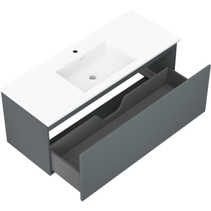 Mexen Orio 120 cm Badezimmerschrank mit Waschbecken Otis, 1 Schublade, Graphit Matt/Weiß Matt - 91A10-12047-1-BF66-W18M01