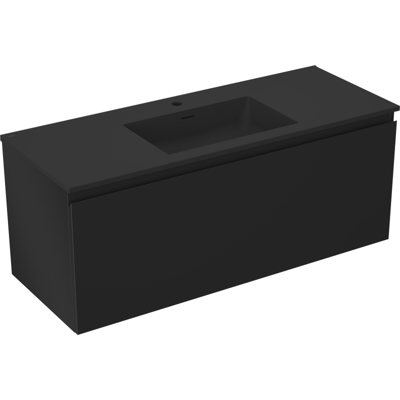 Mexen Orio Badezimmerschrank 120 cm mit Waschbecken Otis, 1 Schublade, schwarz matt - 91A10-12047-1-BF71-W18M71